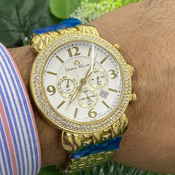 Reloj Giorgio Milano de lujo para mujer, cronógrafo plateado, cristales Swarovsk main image 10